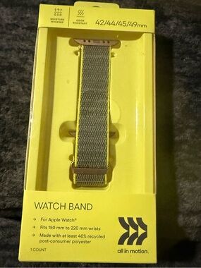 all in motion Olive/yellow/green Nylon Apple Watch Band odor resistant 42/44/45+